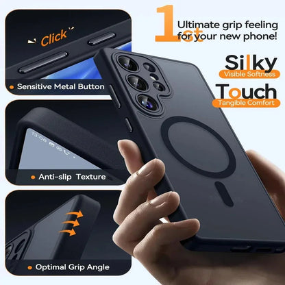 Luxury Matte Case For Samsung Galaxy S26 S25 S24 S23 Ultra Plus FE A56 A36 A26 A17 S25Edge For Magsafe Wireless Charge Cover