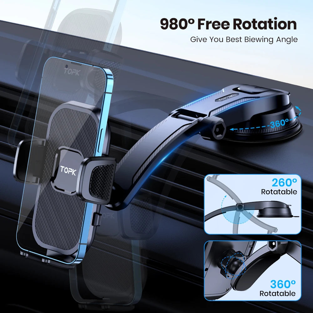 TOPK Car Phone Holder — Air Vent & Dashboard Mount
