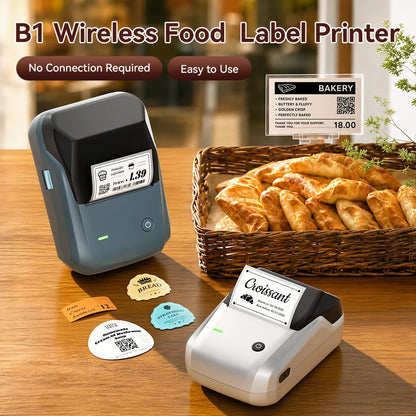 Niimbot B1 Wireless Thermal Label Printer Food Tag Barcode Price Small Business 20-50mm Print Width Label Machine for Home