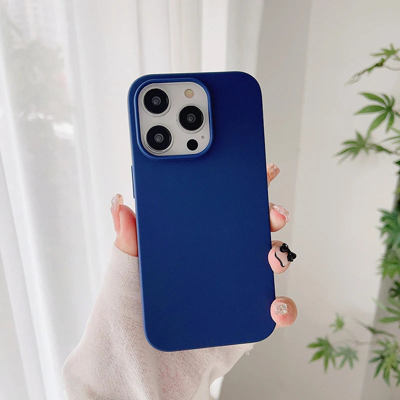 Luxury Candy Color Silicone Soft Case For iPhone 16 15 14 13 12 11 Pro Max Plus Mini Matte Frosted Cover Ultra Thin Shell Coque