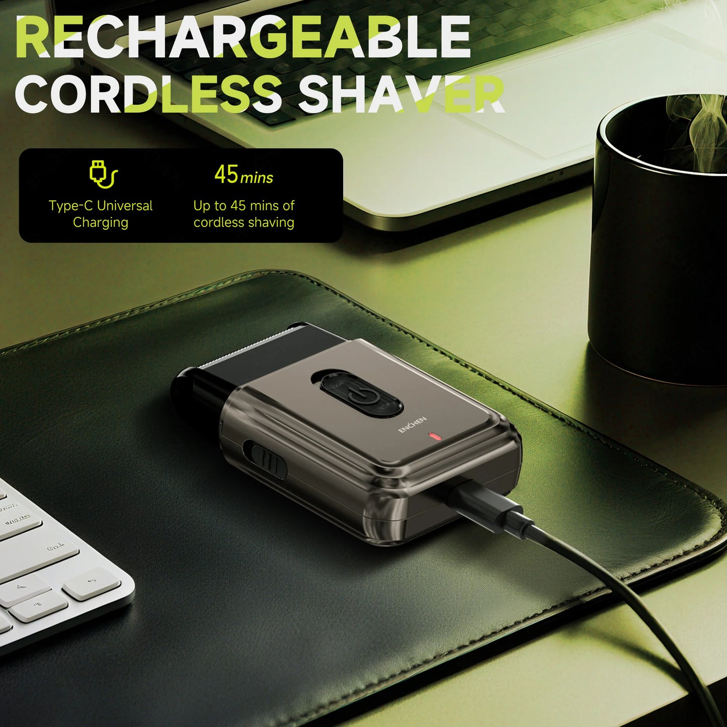 ENCHEN MS003 Compact Foil Shaver With POP-UP Precision Trimmer Type-C Charging With Indicator 7000RPM Strong Motor