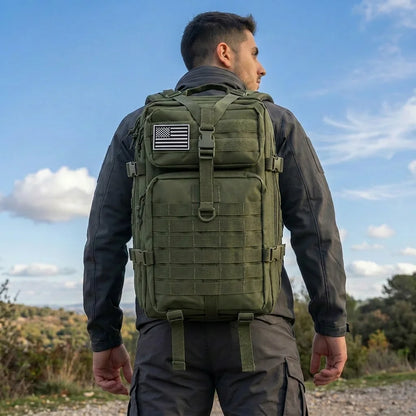 Men 45L Tactical Hiking Backpack Molle Mountaineering Water Resistant Outdoor Camping Trekking Backpacking Bushcraft Travel Rucksack Bug Out Bag Survival Emergency Large Capacity Climbing Cycling Daypack Women Durable Wear Re
