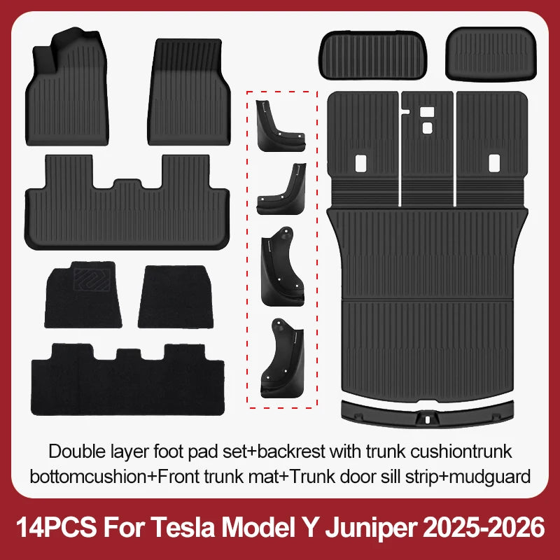 For Tesla New Model Y Juniper Premium/Performance 2025+ TPE Floor Mats Luggage Mat Wear-resistant Foot Pads ModelY Trunk Mats