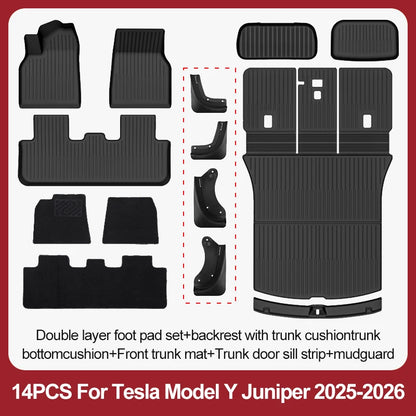 For Tesla New Model Y Juniper Premium/Performance 2025+ TPE Floor Mats Luggage Mat Wear-resistant Foot Pads ModelY Trunk Mats