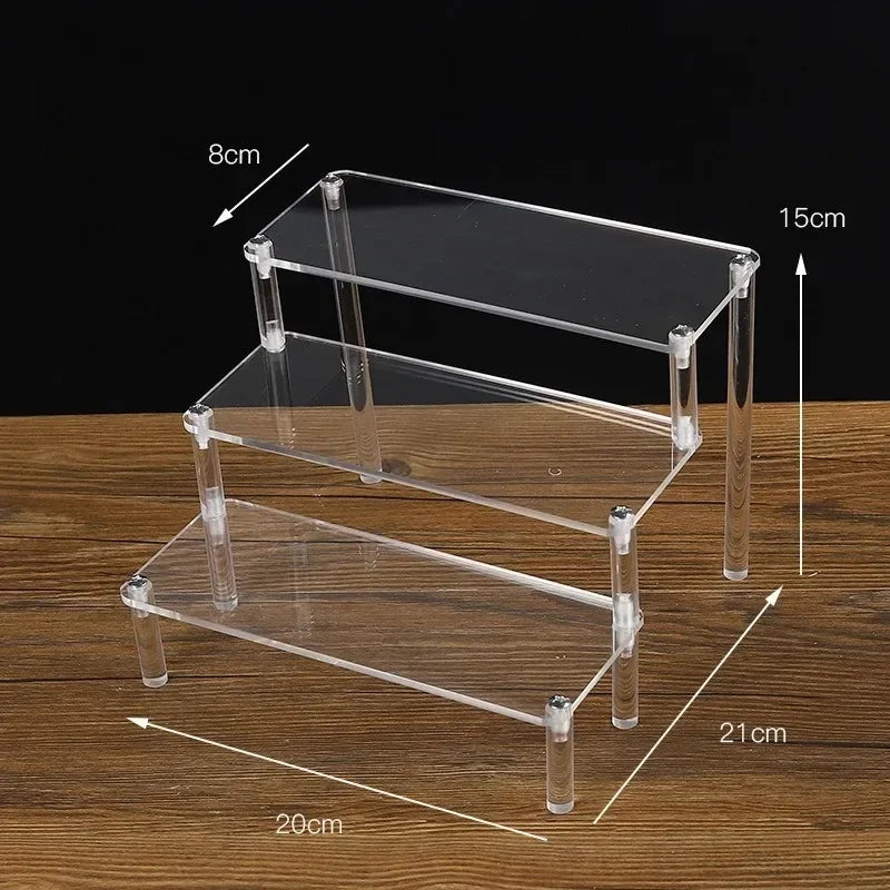 1-5 Tier Iridescent Acrylic Display Risers Stand Shelf for Figures Collectibles Cupcakes Perfumes Jewel Decorating & Organizing