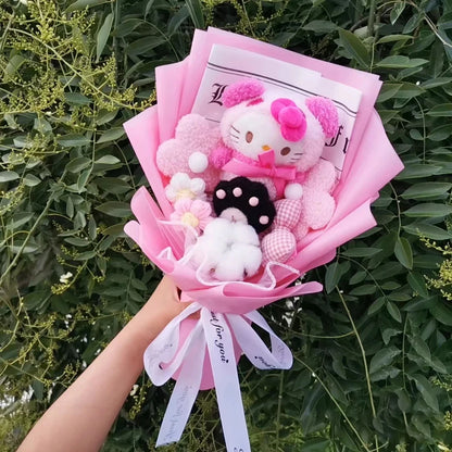 Hello Kitty Cartoon Plush Bouquet  Anime Rose Flowers Doll Home Wedding Decoration Christmas Valentine's Day Gift