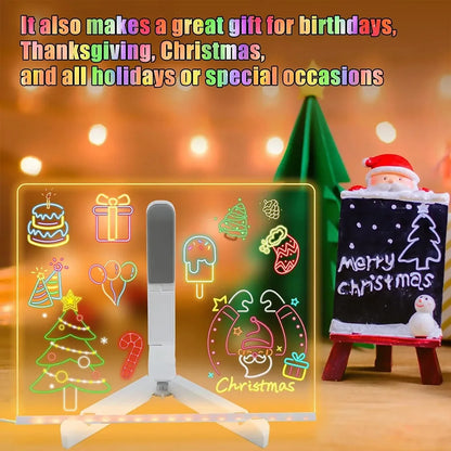LED Note Board DIY Acrylic Night Light 7 Pens Drawing Board Rechargeable RGB Erasable Painting Drawing Boards Kids Birthday Gift