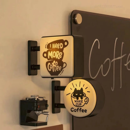 Retro Coffee Corner Creative Atmosphere Light Sign Fridge Magnet Magnetic Home Miniature Pegboard Coffee Shop Glowing Decoration
