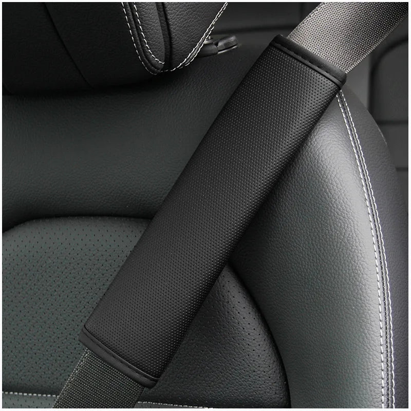 1PCS Car Seat Belt Protective Cover Anti-neck Strangling Skin-feel Leather Fine Hole Car Seat Belt Shoulder Guard Cover