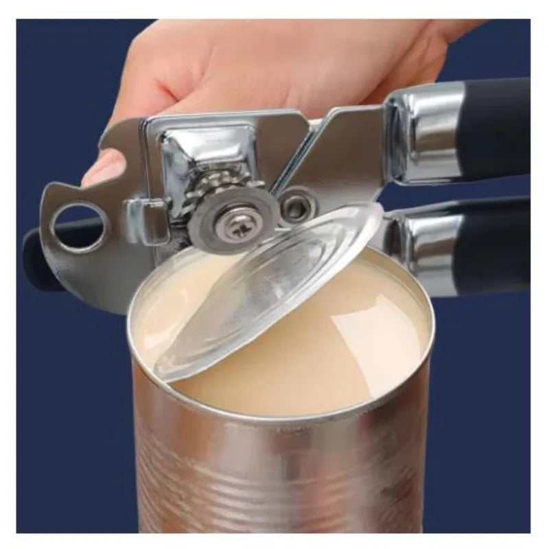 Multifunctional Manual Can Opener Stainless Steel Smooth Edge Tin & Bottle Opener Kitchen Tool