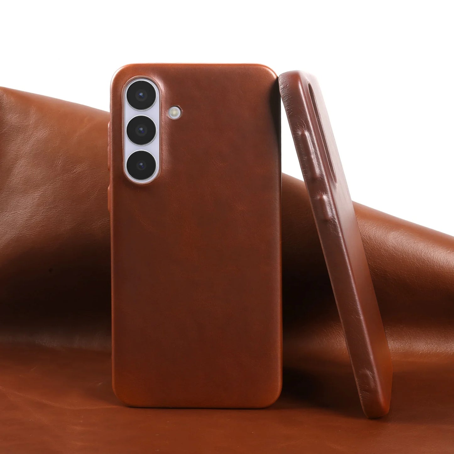 Premium Genuine Leather Back Case For Samsung Galaxy S25FE S26 S25Ultra S24 S23 S22 Business Full Covered Protective Phone Cases