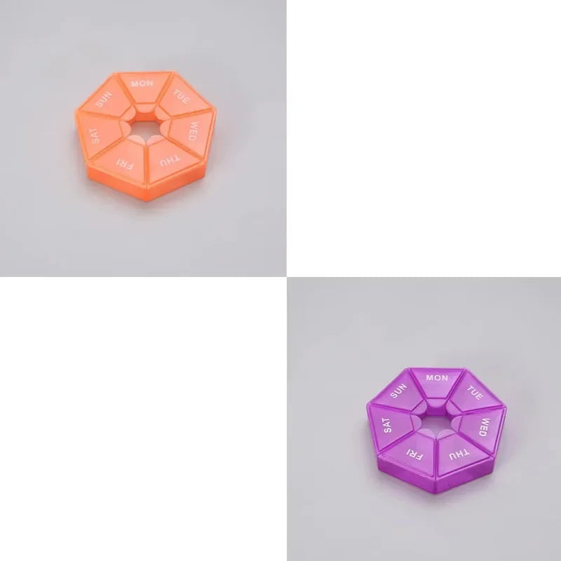 1/2/3Pcs A Week 7 Corners Pill Box Round 7 Boxes For One Week Small Pill Box Mini 7 Days Portable Points Medicine Jewelry Box