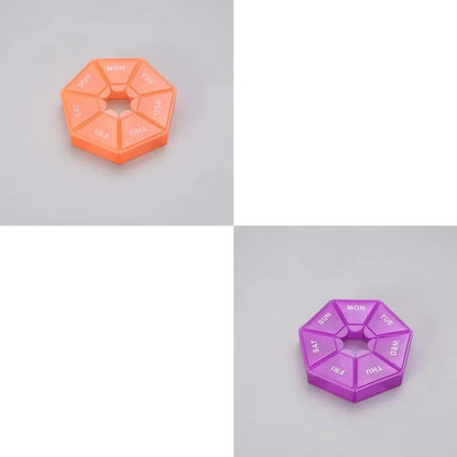 1/2/3Pcs A Week 7 Corners Pill Box Round 7 Boxes For One Week Small Pill Box Mini 7 Days Portable Points Medicine Jewelry Box
