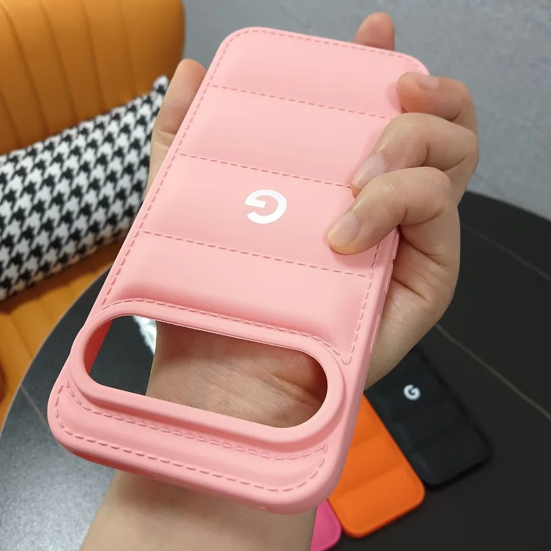 For Google Pixel 10 Pro 9a 9Pro 8 8Pro 7 7a 6 6a 6Pro 5 4 3 5A 4A 3A XL Soft Case Solid Color Liquid Silicone Down Jacket Case