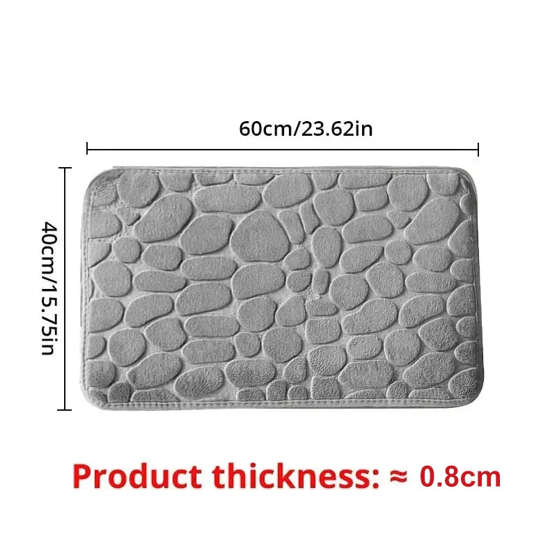 Microfiber Embossed Pebble Bath Mat – Anti-Slip Floor Rug