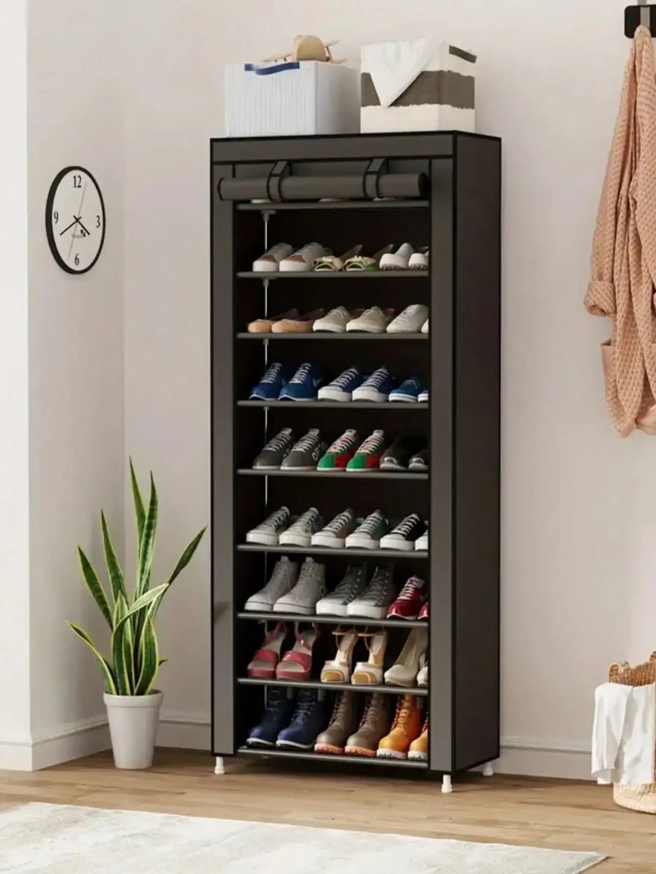 6th/8th/10th Floor Non-Woven Fabric Shoe Rack, Entrance Door Shoe Rack, Multi-Functional Storage Rack. The First Floor Can Hold Three Pairs Of Shoes. Suitable For Entrance, Living Room, Bedroom Or Coat Rack. Valentine's Day G