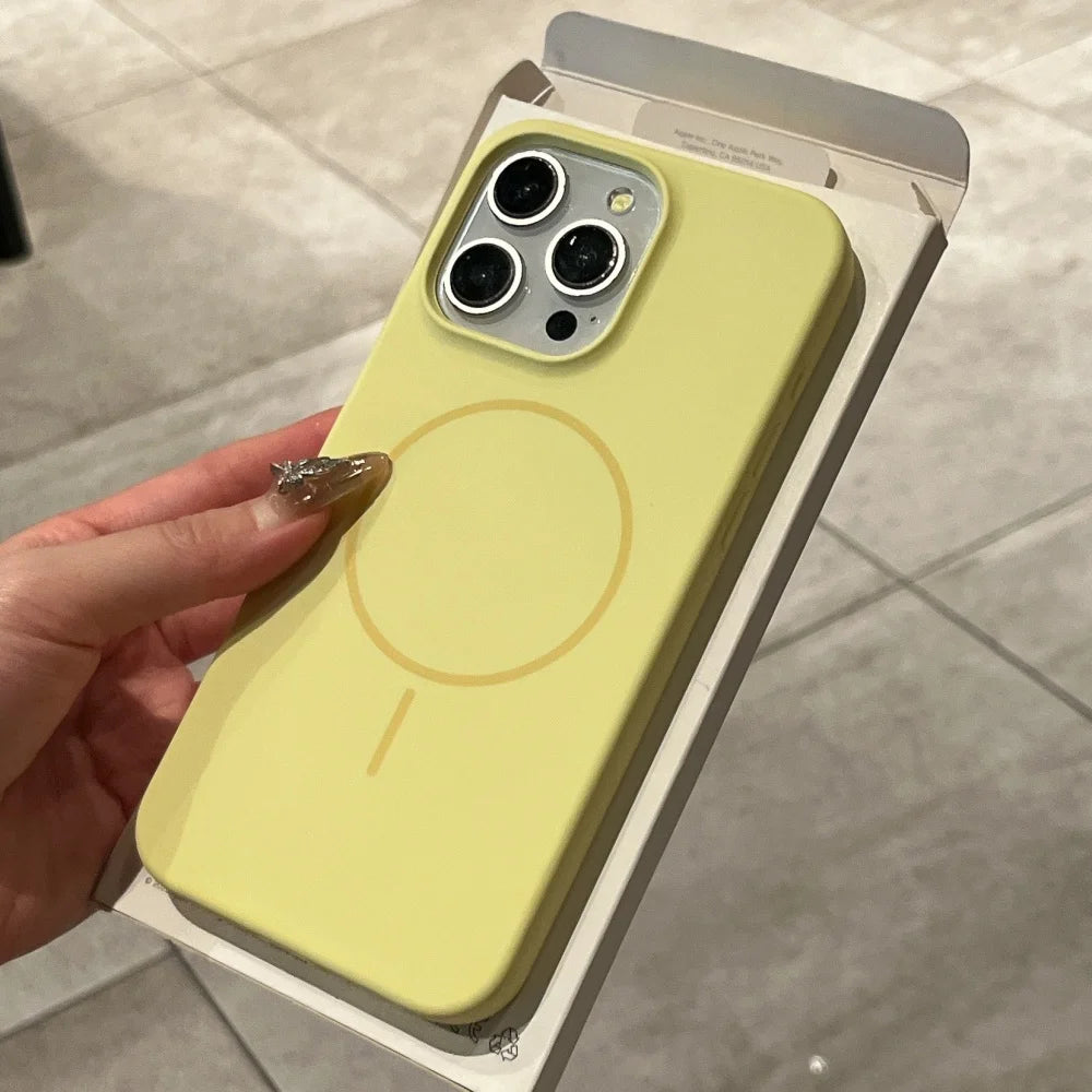 Luxury Liquid Silicone Case For iPhone 16E 16 15 14 Plus 13 12 Pro Max 11 for Magsafe Magnetic Wireless Charging Shockproof Capa