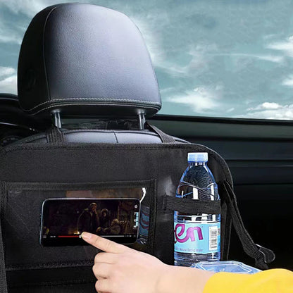 Car Backseat Organizer with Tray Multi-Functional Storage Box for Tablets Water Bottles Essentials Fits Most Vehicles