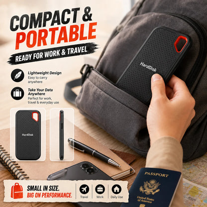 Light Pocket External Hard Drive1TB Hard Disk Storage Device Compatible SSD for MAC PC