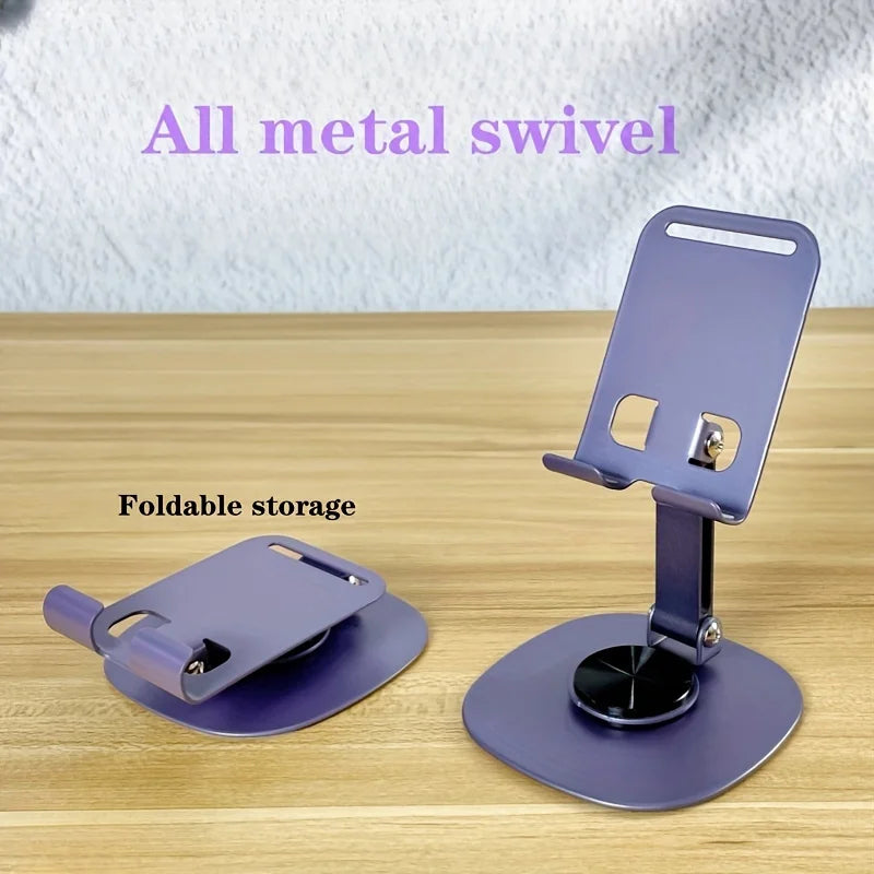 1 piece aluminum alloy mobile phone holder - 360 ° rotating desktop holder, folding design is easy to carry around, suitable for desks and bedside tables