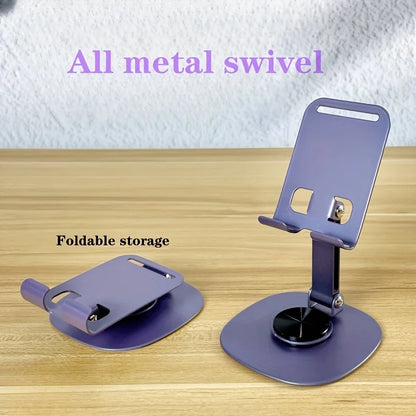 1 piece aluminum alloy mobile phone holder - 360 ° rotating desktop holder, folding design is easy to carry around, suitable for desks and bedside tables