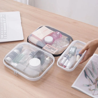 1pc Home Organize Box Transparent Cosmetics Storage Bag Baby Toy Organize Box Waterproof Plastic Zippered Pouch Travel Case Bag