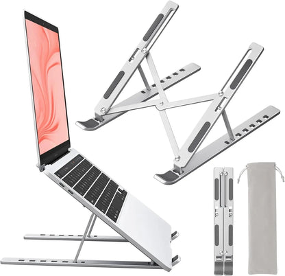 Ergonomic Aluminum Alloy Foldable Laptop Stand, 7 Adjustable Angles, Sand-Blasted Anti-Slip Stable Computer Holder