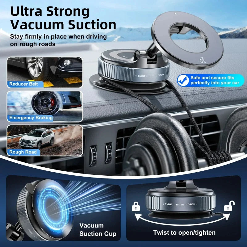 360° Magnetic Car Phone Holder with Vacuum Suction Cup