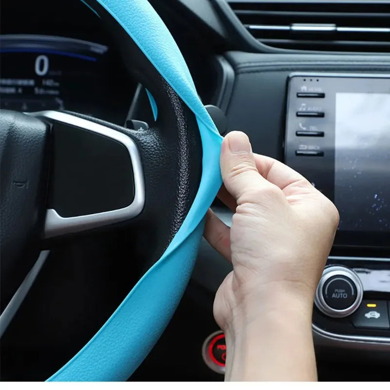 Non-Slip Silicone Steering Wheel Cover Summer Breathable Elastic Universal Fit 38cm Car Steering Wheel Protector Accessory