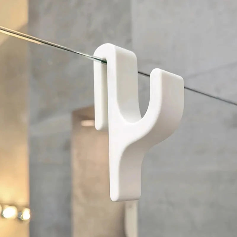 1-4PC 3D Shower Door Towel Hook Clamp On Shower Door Hook No-Drill Bathroom Hanger for Clothes Towel Bathrobes Home Organizer
