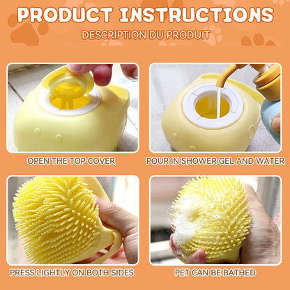 Silicone Dog Bathing Brush with Shampoo Dispenser