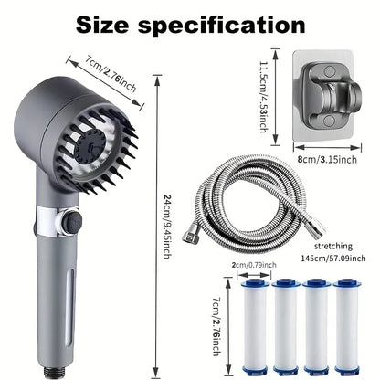2025 new ion drop shower head with handheld filter shower, turbocharger with multiple spray modes, built-in filter on/off switch