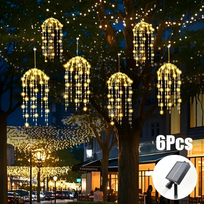 Solar Jellyfish Lights 4/6 pcs Solar Waterproof Outdoor Hanging Home Garden Decoration Lights With 8 Modes for Courtyard Trees