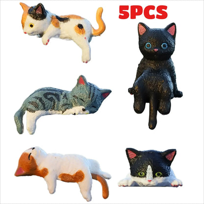 5 pieces of mini cartoon cat car decorations, cute cat images used for edge decoration of car screens, creative micro landscapes