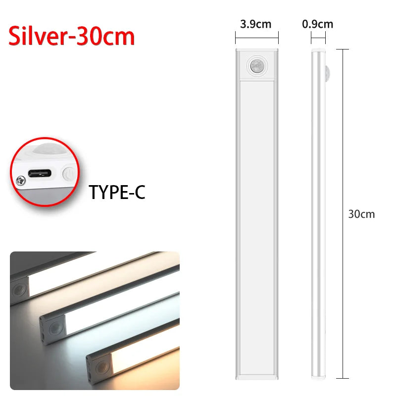LED Motion Sensor Under-Cabinet Light — USB Rechargeable