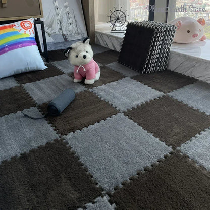 Soft Plush Children's Mat EVA Foam Puzzle Mat Long Hair Carpet Infant Developing Mat Rug Puzzle Interlock Keep Warm Playmat 30CM