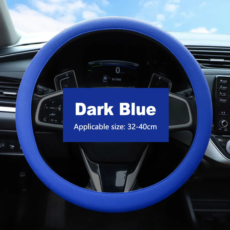 Non-Slip Silicone Steering Wheel Cover Summer Breathable Elastic Universal Fit 38cm Car Steering Wheel Protector Accessory