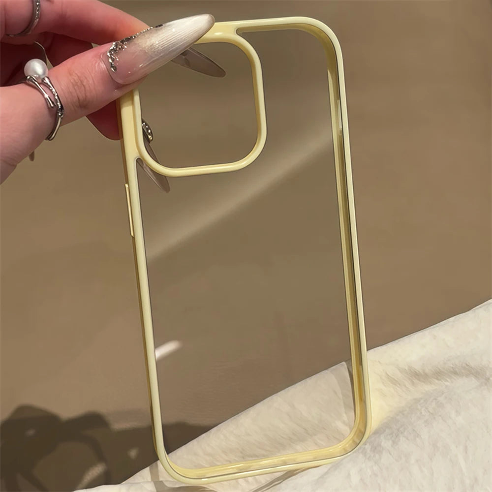 Luxury Clear Candy Color Case  For iPhone 17 Air 16 15 14 13 12 Pro Max Plus Clear Acrylic Bumper Protection Cases Cover