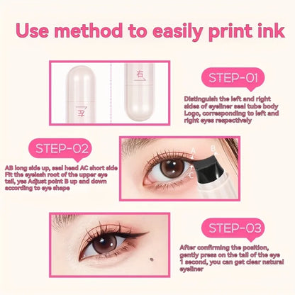 Rotating Eyeliner Stamp Pen, Long-Lasting Waterproof & Sweat-Proof, One-Touch Application, Ideal for Beginners, Perfect for Dail