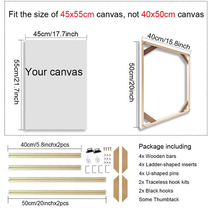 Various Sizes Canvas Frame Wooden Frames Natural Wooden Photo Oil Painting Canvas Diamond Painting Frames Canvas Wood Wall Frame