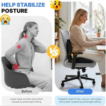 Ergonomic Coccyx Seat Pad Memory Foam Cushion Sciatica Pain Relief Posture Correction Mat for Home Office Car Wheelchair