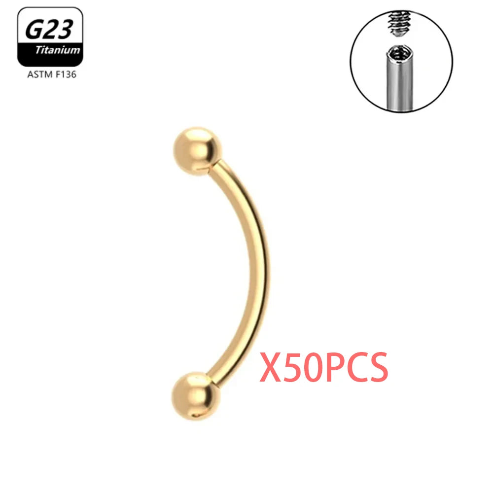 G23 Titanium Eyebrow Piercing Jewelry with Zircon – 1/5/50pcs Wholesale