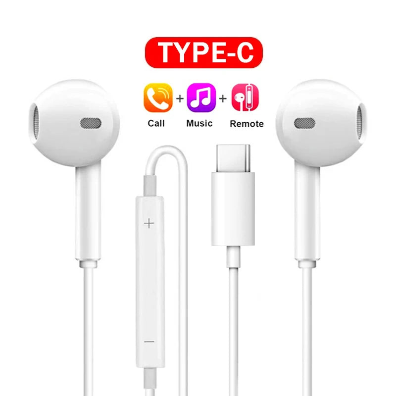 Headphones For Xiaomi 14 13 12 11 in-ear Earphones Redmi Note 10 9 8 7 Type C 3.5mm Wired Headset Phone Accessories