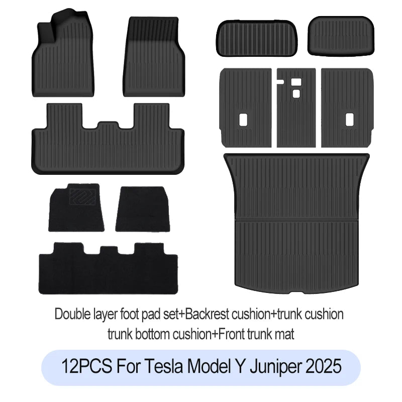For Tesla New Model Y Juniper Premium/Performance 2025+ TPE Floor Mats Luggage Mat Wear-resistant Foot Pads ModelY Trunk Mats
