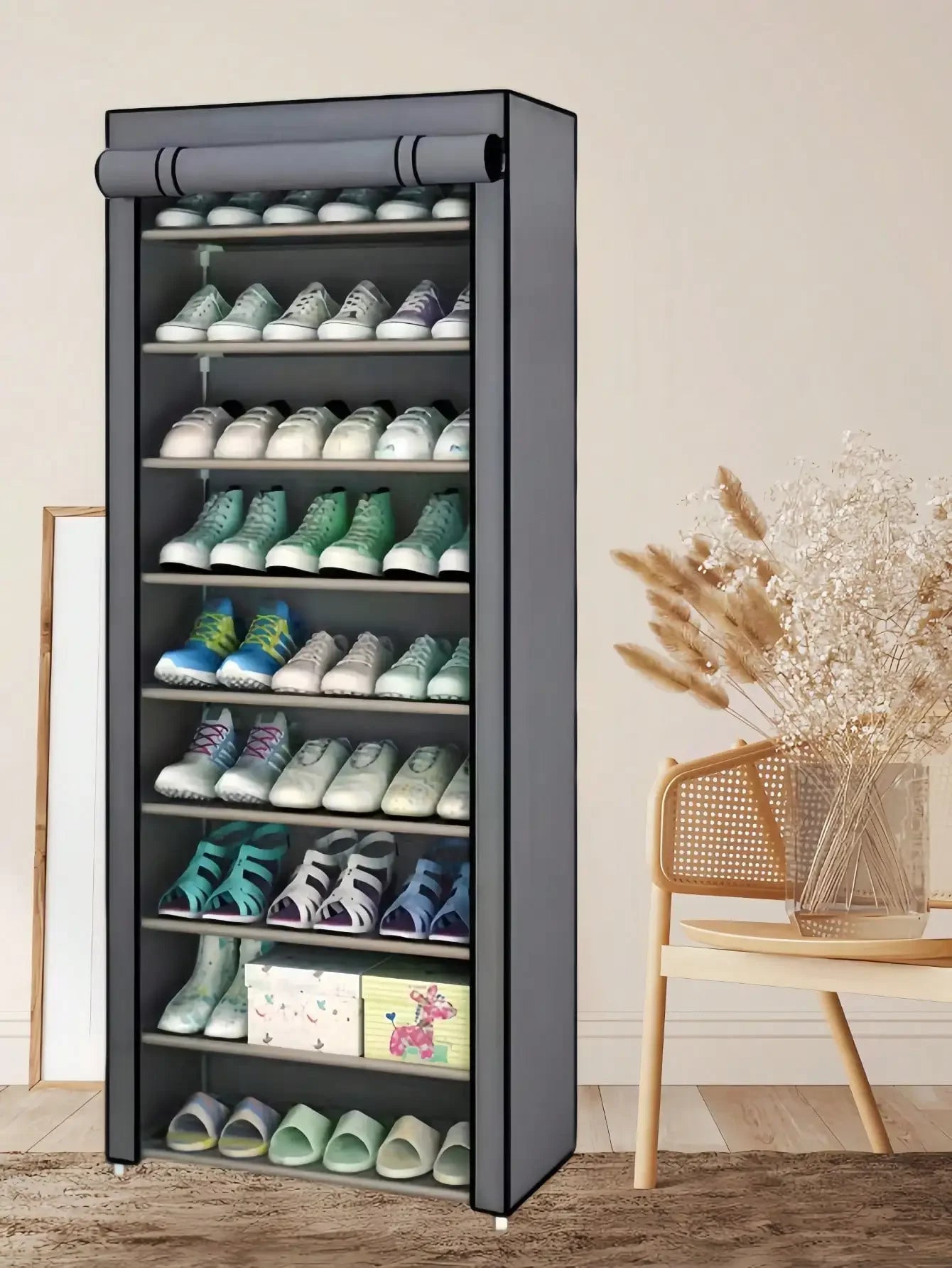 6th/8th/10th Floor Non-Woven Fabric Shoe Rack, Entrance Door Shoe Rack, Multi-Functional Storage Rack. The First Floor Can Hold Three Pairs Of Shoes. Suitable For Entrance, Living Room, Bedroom Or Coat Rack. Valentine's Day G