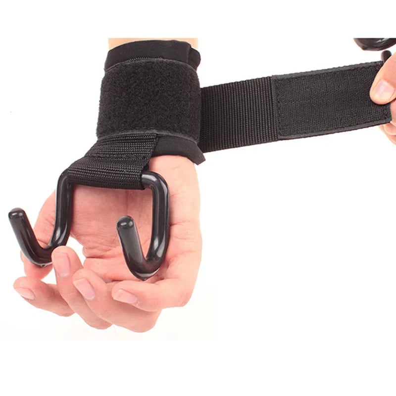 1PairWeight Lifting Hook Grips With Wrist Wraps Hand-Bar Wrist Strap Gym Fitness Hook Weight Strap Pull-Ups Power Lifting Glove