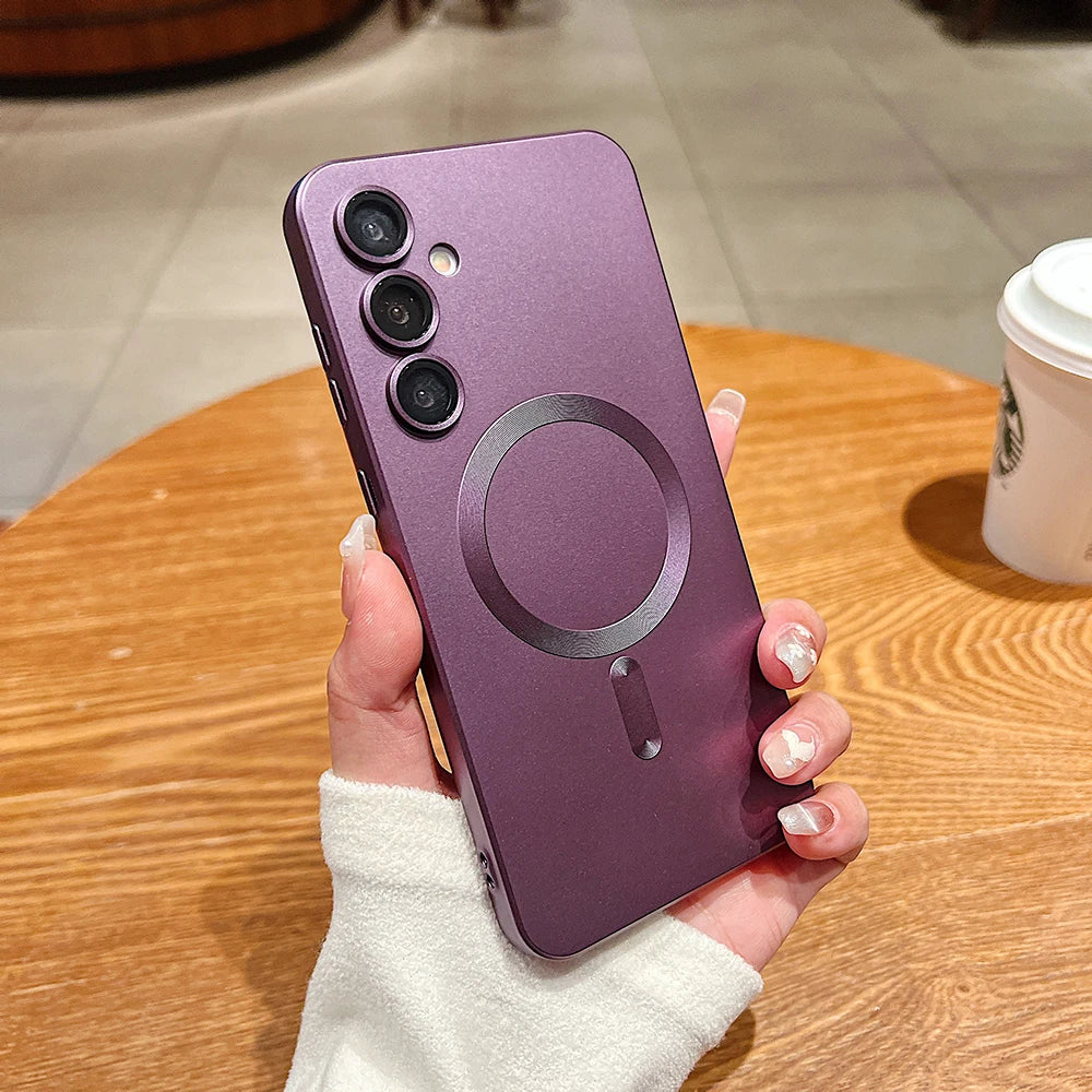 Luxury Matte Magnetic Phone Case For Samsung Galaxy S26 S25 S24 S23 S 26 Ultra Plus S26Ultra For Magsafe Silicone Soft Cover