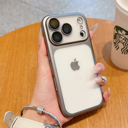 Luxury Frosted Matte iPhone Case – Metallic Frame MagSafe Cover for iPhone 11–17 Series