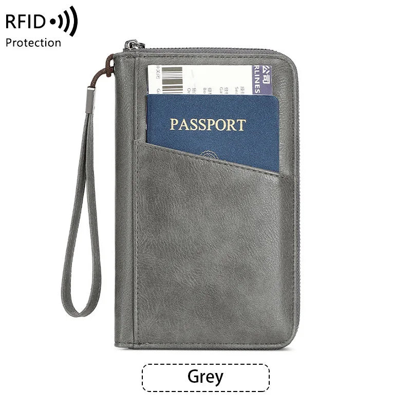 Anti theft RFID shielded passport clip travel wallet waterproof PU ticket storage bag multifunctional passport wallet
