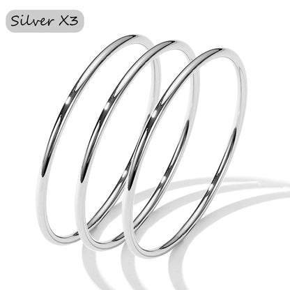 3Pcs Stainless Steel Gold Bangles – Waterproof Women’s Bracelets